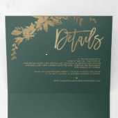 シックな金ゴールドスクリプトフローラリーフエレガントな結婚式 三つ折り招待状 (内部最初)