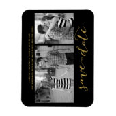 シックな金ゴールドスクリプト日付マグネット招待状の保存 マグネット (縦)