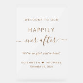 シックな金ゴールドスクリプト結婚の歓迎 アクリルサイン (正面)