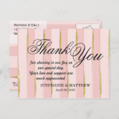 シックな金ゴールドストライプピンク色ポストカード ポストカード (正面/裏面)