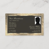 シックな金ゴールドスネークダークブラウンとモノグラムと写真 名刺 (裏面)