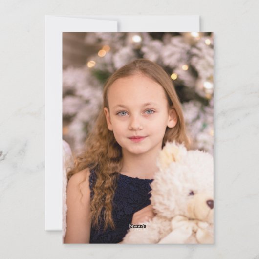 シックな金ゴールドスノーフレークスクリスマスツリーファミリーフォト シーズンカード (裏面)