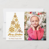 シックな金ゴールドスノーフレークメリークリスマスハッピーニューイヤー シーズンカード (正面)