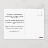 シックな金ゴールドスパークル卒業写真のお知らせ ポストカード (裏面)