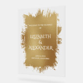 シックな金ゴールドスプラッシュ結婚の歓迎 アクリルサイン (傾斜)