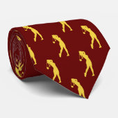シックな金ゴールドスポーツレディーゴルファーのシルエットネックタイ ネクタイ (ロール)