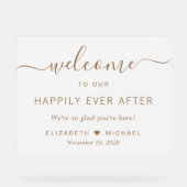 シックな金ゴールドス結婚クリプトの歓迎フロスト アクリルサイン (正面)