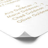 シックな金ゴールドタイポグラフィアルファベットの座席表 ポスター (角)