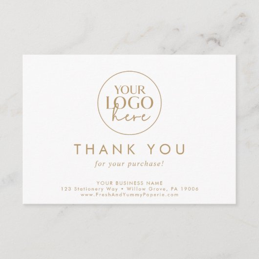 シックな金ゴールドタイポグラフィビジネスロゴありがとうご注文 エンクロージャーカード (正面)