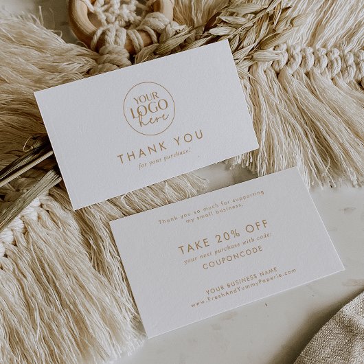 シックな金ゴールドタイポグラフィビジネスロゴありがとう 割引カード