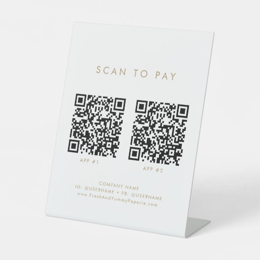 シックな金ゴールドタイポグラフィビジネス2アプリはスキャンして支払う 台座サイン (正面)