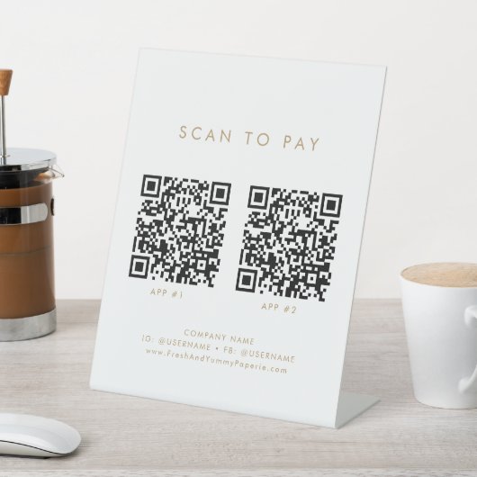 シックな金ゴールドタイポグラフィビジネス2アプリはスキャンして支払う 台座サイン (インサイチュ)