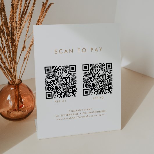 シックな金ゴールドタイポグラフィビジネス2アプリはスキャンして支払う 台座サイン