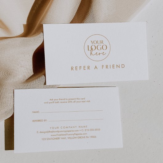 シックな金ゴールドタイポグラフィフレンドビジネスロゴを参照 紹介カード