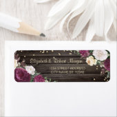 シックな金ゴールドダイヤモンドバーガンディーフラワーズウッド ラベル (インサイチュ)