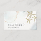 シックな金ゴールドダスキーブルースターフィッシュウォーターカラーコースト 名刺 (正面)