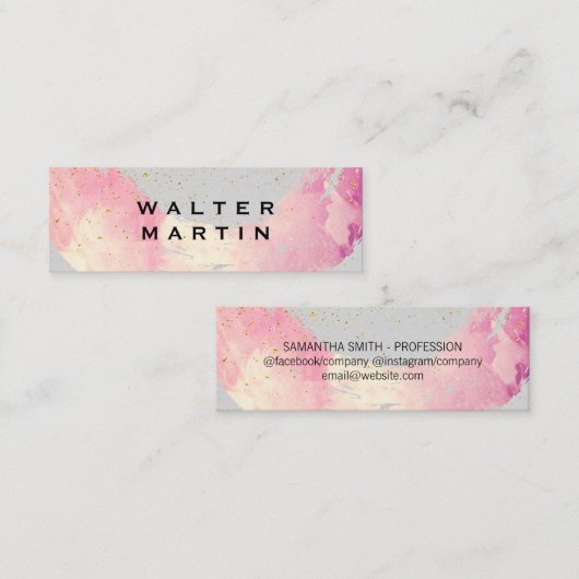 シックな金ゴールドダストウォーターの色ブラシ スキニー名刺 (正面/裏面)