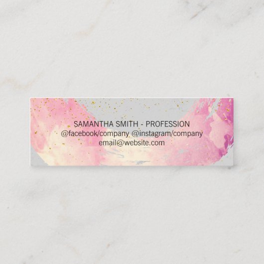 シックな金ゴールドダストウォーターの色ブラシ スキニー名刺 (裏面)