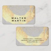 シックな金ゴールドダストブラシ/グレー 名刺 (正面/裏面)