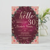 シックな金ゴールドティアラ，ダイアモンズブルゴーニュフローラこんにちは30 招待状 (スタンド正面)