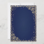 シックな金ゴールドティアラ、ダイアモンズブルーキンセアニラ 招待状 (裏面)