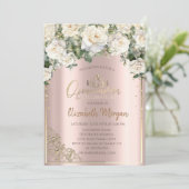 シックな金ゴールドティアラ、ホワイトローゼスダイアモンズキンセアニラ 招待状 (スタンド正面)