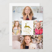 シックな金ゴールドトナカイTis the Seasonフォトコラージュ シーズンカード (正面/裏面)