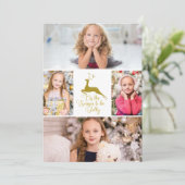 シックな金ゴールドトナカイTis the Seasonフォトコラージュ シーズンカード (スタンド正面)