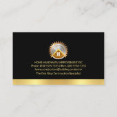 シックな金ゴールドハンドマンサイネージウェーブ 名刺 (裏面)