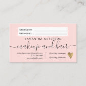 シックな金ゴールドハートスクリプトピンク共有ザ愛 紹介カード (裏面)