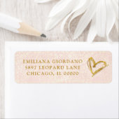 シックな金ゴールドハート&赤面ピンクパターン ラベル (インサイチュ)