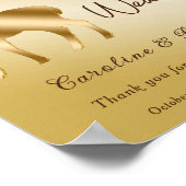 シックな金ゴールドハート&金ゴールドグリッターディアウェルカムサイン ポスター (角)