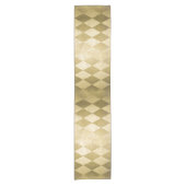 シックな金ゴールドハーレクインダイヤモンドパターン ショートテーブルランナー (正面)