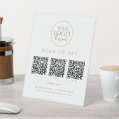 シックな金ゴールドビジネスロゴQRコードスキャンして支払う 台座サイン (インサイチュ)