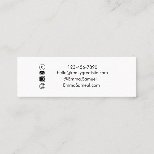 シックな金ゴールドフォイルエレガントハローミニマルカリグラフィー スキニー名刺 (裏面)