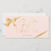 シックな金ゴールドフォイルリボンピンクロゴギフト券 (正面)