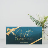 シックな金ゴールドフォイルリボンブルーロゴギフト券 (スタンド正面)