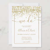 シックな金ゴールドフォイル白いフォトイニシャル結婚ズ 招待状 (正面)