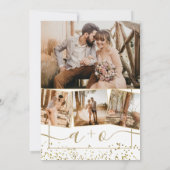 シックな金ゴールドフォイル白いフォトイニシャル結婚ズ 招待状 (裏面)