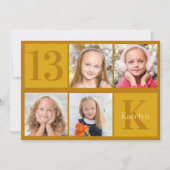 シックな金ゴールドフォトコラージュ誕生日パーティーの招待 招待状 (正面)