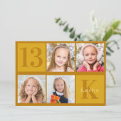 シックな金ゴールドフォトコラージュ誕生日パーティーの招待 招待状 (スタンド正面)