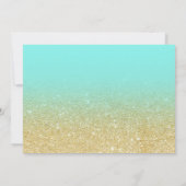 シックな金ゴールドフレームグラデーションティール(緑がかった色)写真Sweet 16 招待状 (裏面)