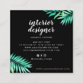 シックな金ゴールドフレーム水色のトロピカルグリーン離れ スクエア名刺 (裏面)