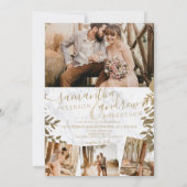 シックな金ゴールドフローラ大理石スクリプト5枚結婚の写真 招待状 (裏面)