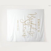 シックな金ゴールドブライダルシャワーフォトバックグラウンド タペストリー (正面(横))