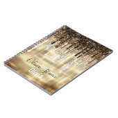 シックな金ゴールドブラウンドリッピンググリッターモノグラムノートブー ノートブック (左側)