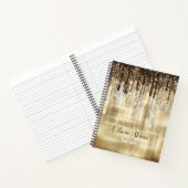 シックな金ゴールドブラウンドリッピンググリッターモノグラム ノートブック (内部)