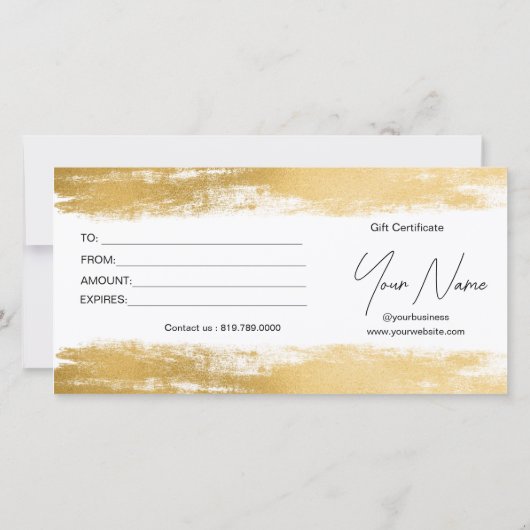 シックな金ゴールドブラシストロークの箔 |ロゴギフト券 (裏面)