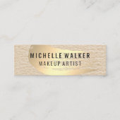 シックな金ゴールドブラシストローク | シックなレザーの背景 スキニー名刺 (正面)