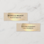 シックな金ゴールドブラシストローク | シックなレザーの背景 スキニー名刺 (正面/裏面)